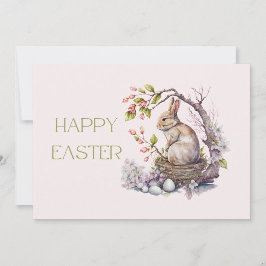 水の色の開花マグノリアイースターバニー ノートカード (正面)