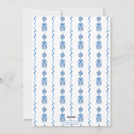 水の色の陳腐なオーナメントガーランドクリスマス シーズンカード (裏面)