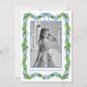 水の色の陳腐なオーナメントガーランドクリスマス シーズンカード (正面)