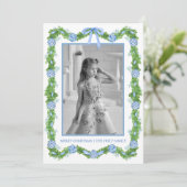 水の色の陳腐なオーナメントガーランドクリスマス シーズンカード (スタンド正面)