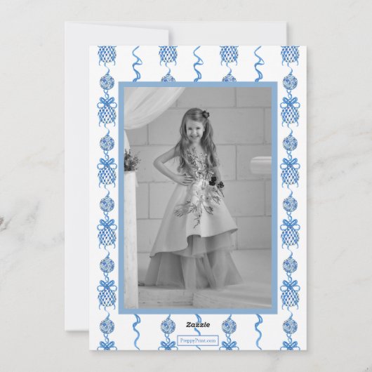 水の色の陳腐なオーナメントガーランドクリスマス シーズンカード (裏面)