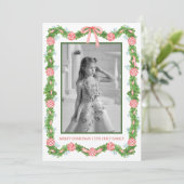 水の色の陳腐なオーナメントガーランドクリスマス シーズンカード (スタンド正面)