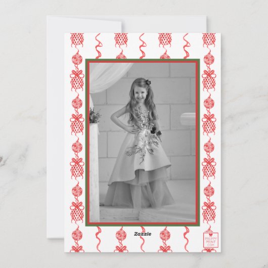 水の色の陳腐なオーナメントガーランドクリスマス シーズンカード (裏面)