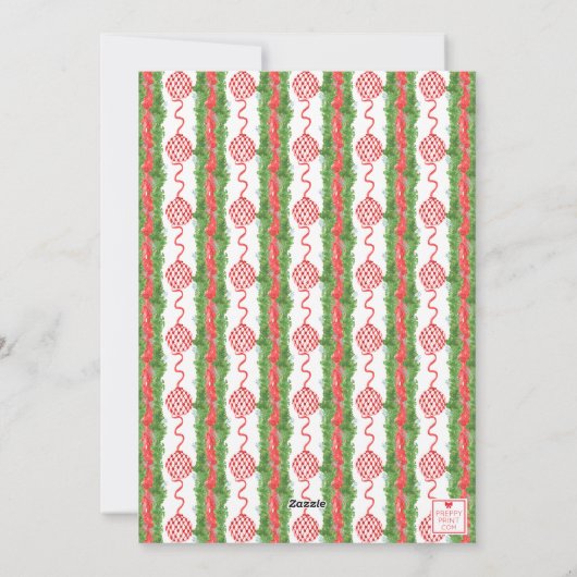 水の色の陳腐なオーナメントガーランドクリスマス シーズンカード (裏面)