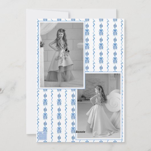 水の色の陳腐なオーナメントガーランドクリスマス シーズンカード (裏面)