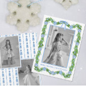 水の色の陳腐なオーナメントガーランドクリスマス シーズンカード