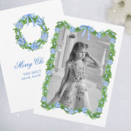 水の色の陳腐なオーナメントガーランドクリスマス シーズンカード