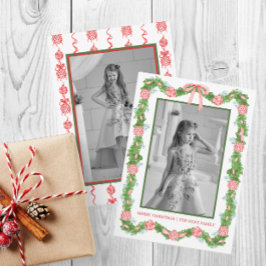 水の色の陳腐なオーナメントガーランドクリスマス シーズンカード