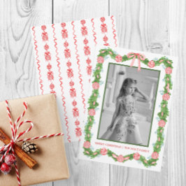 水の色の陳腐なオーナメントガーランドクリスマス シーズンカード