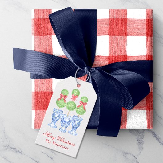 水の色の陳腐なクリスマスボウトピアリー ギフトタグ