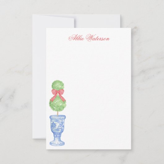 水の色の陳腐なクリスマスボウトピアリー サンキューカード (正面)