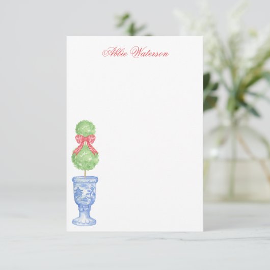 水の色の陳腐なクリスマスボウトピアリー サンキューカード (スタンド正面)