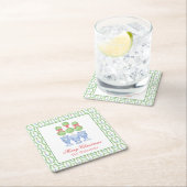 水の色の陳腐なクリスマスボウトピアリー スクエアペーパーコースター (インサイチュ)