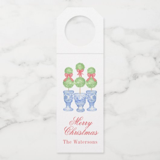 水の色の陳腐なクリスマスボウトピアリー ボトルネックタグ (正面)
