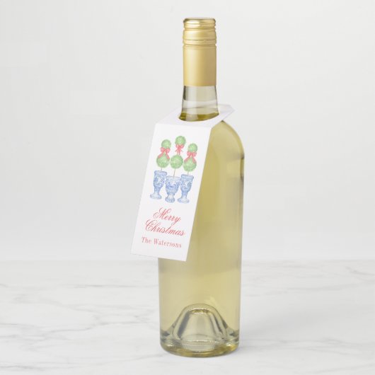 水の色の陳腐なクリスマスボウトピアリー ボトルネックタグ (アングル)