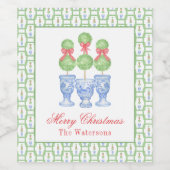 水の色の陳腐なクリスマスボウトピアリー ワインラベル (シングルラベル)