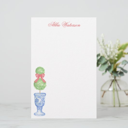 水の色の陳腐なクリスマスボウトピアリー 便箋 (スタンド正面)