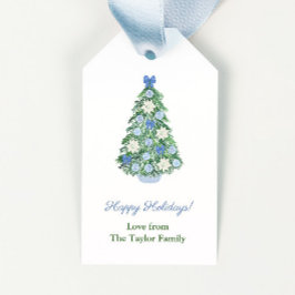 水の色の陳腐なシックなツリーメリークリスマス ギフトタグ