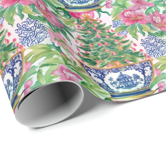 水の色の陳腐なジンジャージャールクリスマスツリー ラッピングペーパー (ロールコーナー)