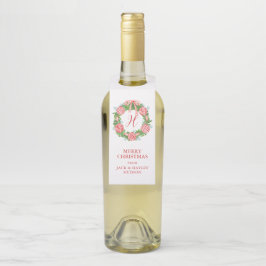 水の色の陳腐なリースモノグラムクリスマス ボトルネックタグ