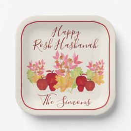 水の色の離れりんごRosh Hashanah ペーパープレート
