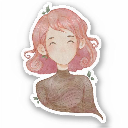 水の色の離れキャラクター&ツリーガール シール (正面)