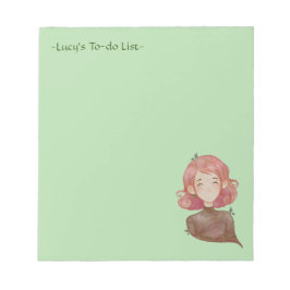 水の色の離れキャラクター&ツリーガール ノートパッド