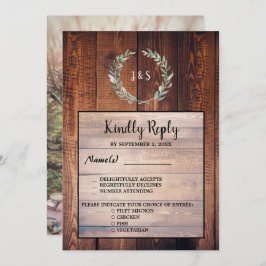 水の色の離れ木の結婚式RSVPディナーオプション 招待状