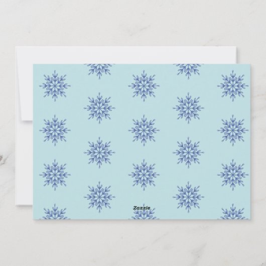 水の色の雪の上の平和と喜びの手書き シーズンカード (裏面)