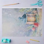 水の色の雪の夜のランプFirバウブルクリスマス 薄葉紙 (クラフト)