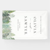 水の色の雪の常緑林結婚の歓迎 横断幕 (横)