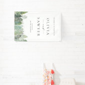 水の色の雪の常緑林結婚の歓迎 横断幕 (インサイチュ)