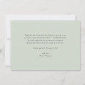 水の色の雪の常緑森林冬の結婚式 サンキューカード (裏面)