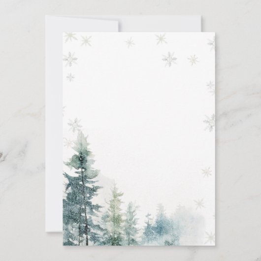 水の色の雪の結晶コールド外ベビーシャワー 招待状 (裏面)