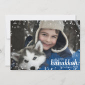 水の色の雪の結晶ハヌッカホリデーフォトカード シーズンカード (正面)