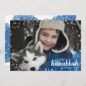 水の色の雪の結晶ハヌッカホリデーフォトカード シーズンカード (正面/裏面)