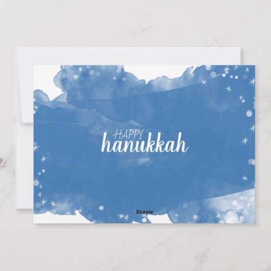 水の色の雪の結晶ハヌッカホリデーフォトカード シーズンカード (裏面)