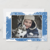 水の色の雪の結晶ハヌッカホリデーフォトカード シーズンカード (正面)