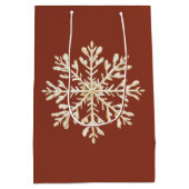 水の色の雪片テラコッタパグドッグクリスマス ミディアムペーパーバッグ (裏面)