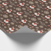 水の色の雪片ブラウンフレンキードクリスマスクリスマス ラッピングペーパー (角)