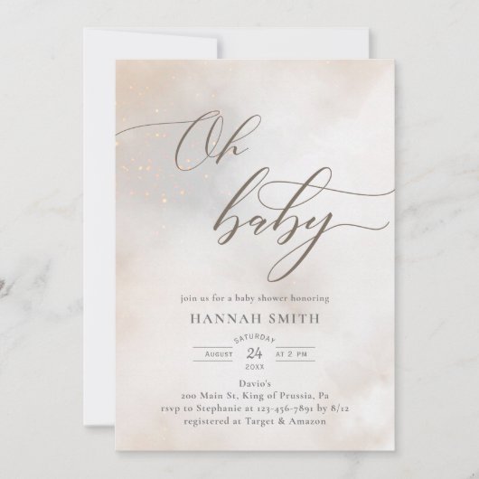 水の色の雲ああベビーシャワー 招待状 (正面)