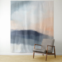 水の色の雲の霧の山の風景 タペストリー