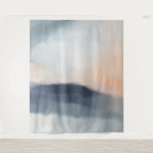 水の色の雲の霧の山の風景 タペストリー (正面)