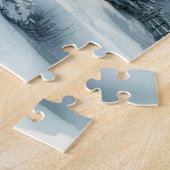 水の色の霧の山のキャビン冬の風景 ジグソーパズル (側面)