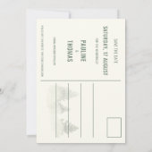 水の色の霧の森モダン素朴結婚の セーブザデート (裏面)