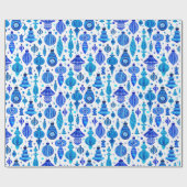 水の色の青いクリスマスバウブルオーナメント ラッピングペーパー (フラット)