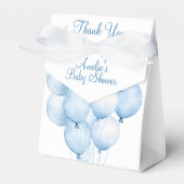 水の色の青いバルーンありがとう赤ちゃんシャワー フェイバーボックス (正面サイド)