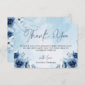 水の色の青その男の子ありがとう赤ちゃんシャワー サンキューカード (正面/裏面)