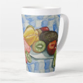 水の色の静止絵画生命のエキゾチックな果実 カフェラテマグ (右アングル)