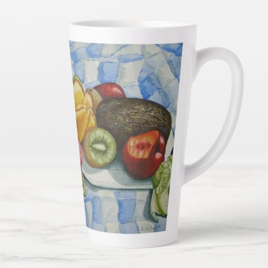 水の色の静止絵画生命のエキゾチックな果実 カフェラテマグ (右)